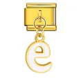 Elegant gold Italian modular charm link with white enamel letter e pendant for bracelets - Letter e (ICG551-e) / Gold