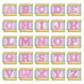 Italienische Modular-Armband-Charms aus Edelstahl mit rosa Alphabet-Buchstaben von A bis Z - Buchstabe A (ICY) / Bicolor Gold Rosa