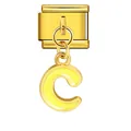 Golden stainless steel Italian link charm with a yellow enamel letter C design. - Letter c (ICG551-c) / Gold