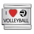 Italian modular charm link for stainless steel DIY bracelet featuring a volleyball design - Volleyball Pattern(ICK1497)