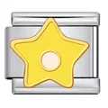 Italienischer Modularer Charm aus Edelstahl mit gelbem Stern für DIY-Armbandgestaltung - Silber und Gelber Stern