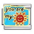 Stainless steel Italian charm for DIY bracelet featuring a smiling sun and 'You are my' text - You are my Smiling Sun (ICJ642-BL)