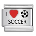Premium stainless steel Italian modular bracelet charm featuring a red heart and soccer - Soccer Pattern(ICK1489)
