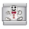 Christmas gingerbread man design stainless steel Italian charm link for DIY bracelet - Gingerbread Man Pattern (ICJ328)