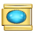 Goldfarbenes italienisches Modul-Charm mit ovalem türkisfarbenem Stein für DIY-Armbänder. - Goldener Sockel Kleines Oval (J289-1)