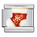 Stainless steel Italian link charm with Christmas stocking enamel design for DIY bracelets - Colorful Christmas Sock (ICJ242-1)