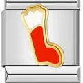 Christmas stocking charm for Italian modular bracelet in gold-plated stainless steel - Gold Plated Christmas Sock (ICJ107)