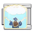 Graduation themed Italian charm for modular bracelet with gold and blue enamel design - Graduate Back View (ICJ1678)