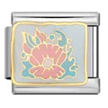 Charm modulare in acciaio inossidabile con motivo a conchiglia colorata per bracciali DIY - Pianta Marina Blu (ICJ1414)