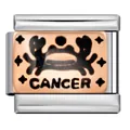 Premium stainless steel Italian link charm with rose gold Cancer zodiac crab motif - Cancer (ICJ187)