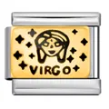 Stainless steel gold plated Virgo zodiac Italian modular charm for DIY bracelets - Virgo (ICJ244-1)