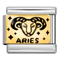 Aries zodiac charm for Italian modular bracelet, stainless steel gold plated link - Aries (ICJ245-1)