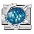 Maglia per bracciale modulare italiano con tartaruga marina blu in acciaio inox - Tartaruga Marina Blu Scuro (ICJ1980)