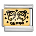 Gemini zodiac Italian modular charm in gold plated stainless steel for DIY bracelets - Gemini (ICJ247-1)