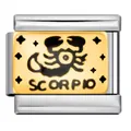 Detailed Scorpio zodiac Italian modular charm link in gold plated stainless steel - Scorpio (ICJ248-1)
