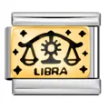Gold-plated Libra zodiac Italian charm link in stainless steel for DIY bracelets. - Libra (ICJ249-1)