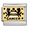 Stainless steel Italian charm link with gold-plated Cancer zodiac sign crab design - Cancer (ICJ254-1)