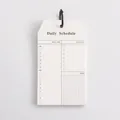 Blocco note giornaliero bianco minimalista con anelli, asse del tempo e checklist - Agenda giornaliera