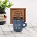 Creative blue coffee cup wooden message clip and card stand for desktop photo display - Coffee Cup Style (Blue)