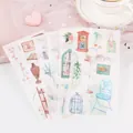 Six sheets of cute watercolor cartoon washi stickers for DIY scrapbooking journals decoration. - Best Time