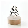 Vintage minimalist wooden memo clip featuring a metal Christmas tree shaped wire. - Christmas Tree