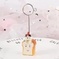 Cute Japanese style cat on toast resin photo clip holder for office desk decoration - No.3 Toast Hat Cat