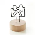 Vintage round wooden base memo clip featuring a black wire butterfly camera design - Envelope with Bow