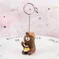 Cute brown bear resin memo clip and photo holder for kawaii desk ornament decor - No.4 Pudding Hat Bear