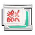 Eslabón italiano Mahjong Dragón Rojo de acero inoxidable para pulseras modulares - Estilo Mahjong Dragón Rojo (ICJ454-1)