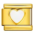 Maillon de bracelet italien doré avec un cœur en émail blanc pour création DIY - Style de Cœur Blanc (ICY593-2)