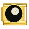 Eslabón de pulsera italiana de acero dorado con diseño de bola de billar número 8 - Estilo de Bola 8 (ICJ667-2) / Dorado