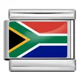 Premium stainless steel South Africa flag charm link for Italian modular bracelets - South Africa Style (ICY0001-ZAF)
