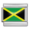 High quality stainless steel Italian charm link featuring a Jamaican flag design - Jamaica Style (ICY0001-JM)