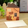 Creative house-shaped hollow greeting card with cute cat design and white envelope - Cat Hut