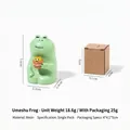 Cute mini green resin frog figurine with drink and matching brown gift box ornament - Plum Wine Frog
