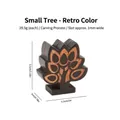 Handcrafted retro brown wooden tree-shaped memo holder with detailed engraving and slot - Jenny J. Tree / Antique Silver