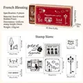 Set de 9 sellos de madera vintage con frases de bendición y motivos en francés - Serie Frases de Bendición Francesas (Juego de 9) / 9 Piezas