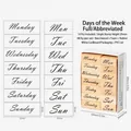 14pcs wooden stamp set featuring full and abbreviated days of the week in elegant script - Weekdays Full and Short / 14 Count