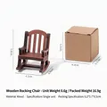 Miniature wooden rocking chair ornament for desk decor, showing dimensions and packaging - Wooden Rocking Chairs