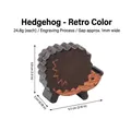 Vintage brown hedgehog wooden photo clip and memo holder variant with dimension marks - Hedgehog / Antique Silver