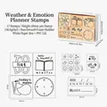 17pcs wooden planner stamp set with weather and schedule icons for journaling - Weather and Schedule / 17 Pieces