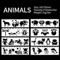 Set of 8 DIY animal hollow painting stencils for creative scrapbooking and crafts - 8 Sheets Set / Animals (Style 2)