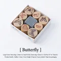 Set of 8 wooden butterfly stamps with ink pad for DIY scrapbooking projects - Butterfly Set Stamp (150 Pieces)