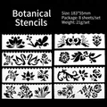 Set of 8 floral DIY painting stencils for scrapbooking and artistic drawing templates - 8 Sheets Set / Flowers (Style 3)