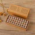 40-piece wooden alphabet and number cylindrical stamp set for DIY journaling. - 40 Pieces / White Base Stamps