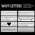 Set of 8 pieces white DIY hollow painting stencils with alphabet and wavy patterns - 8 Sheets Set / Waves (Style 7)