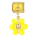 Maglia modulare per bracciale italiano in acciaio dorato con ciondolo a fiore di cristallo - Base Oro Fiore Giallo (ICG789)
