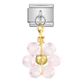 Modulo charm fiore in cristallo rosa per bracciali a maglie italiane in acciaio - Base Argento Fiore Rosa (ICG790-2)