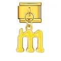 Elegant golden Italian modular bracelet charm with yellow enamel letter m pendant - Letter m (ICG551-m) / Gold