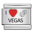 Custom I Love Vegas Italian link charm in stainless steel for DIY modular bracelets - Vegas Pattern(ICK1496)